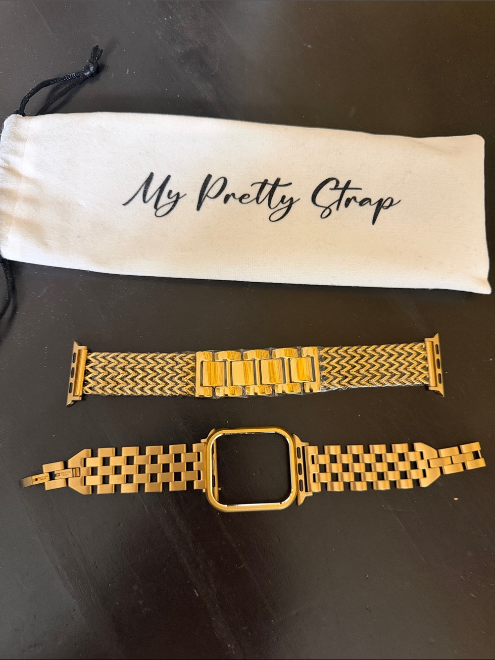 Gold-Tone Stainless Steel Interchangeable Watch Bands and Case Adapter